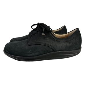 Finn Comfort Womens Buggy Princeton Leather Lace Up Shoe Sz 7 Black Rocker Sole